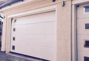 modern white sectional garage door