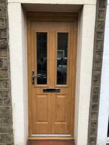 stained wood composite door